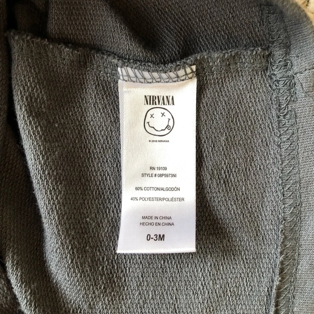 NIRVANA Baby Graphic Tee Charcoal Long Sleeve Band Top